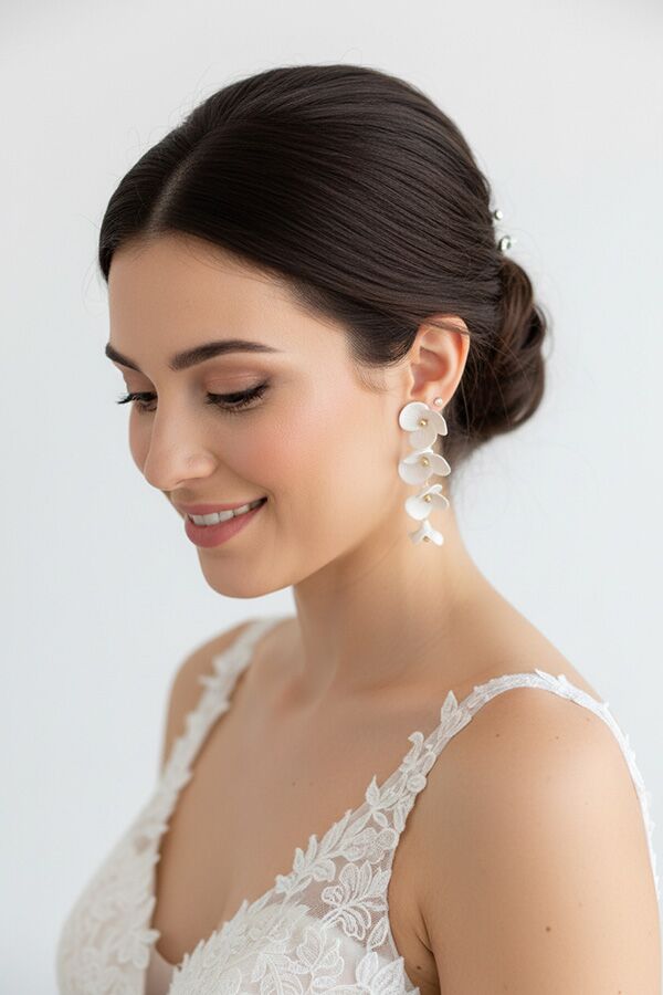 lelógó virágos menyasszonyi fülbevaló